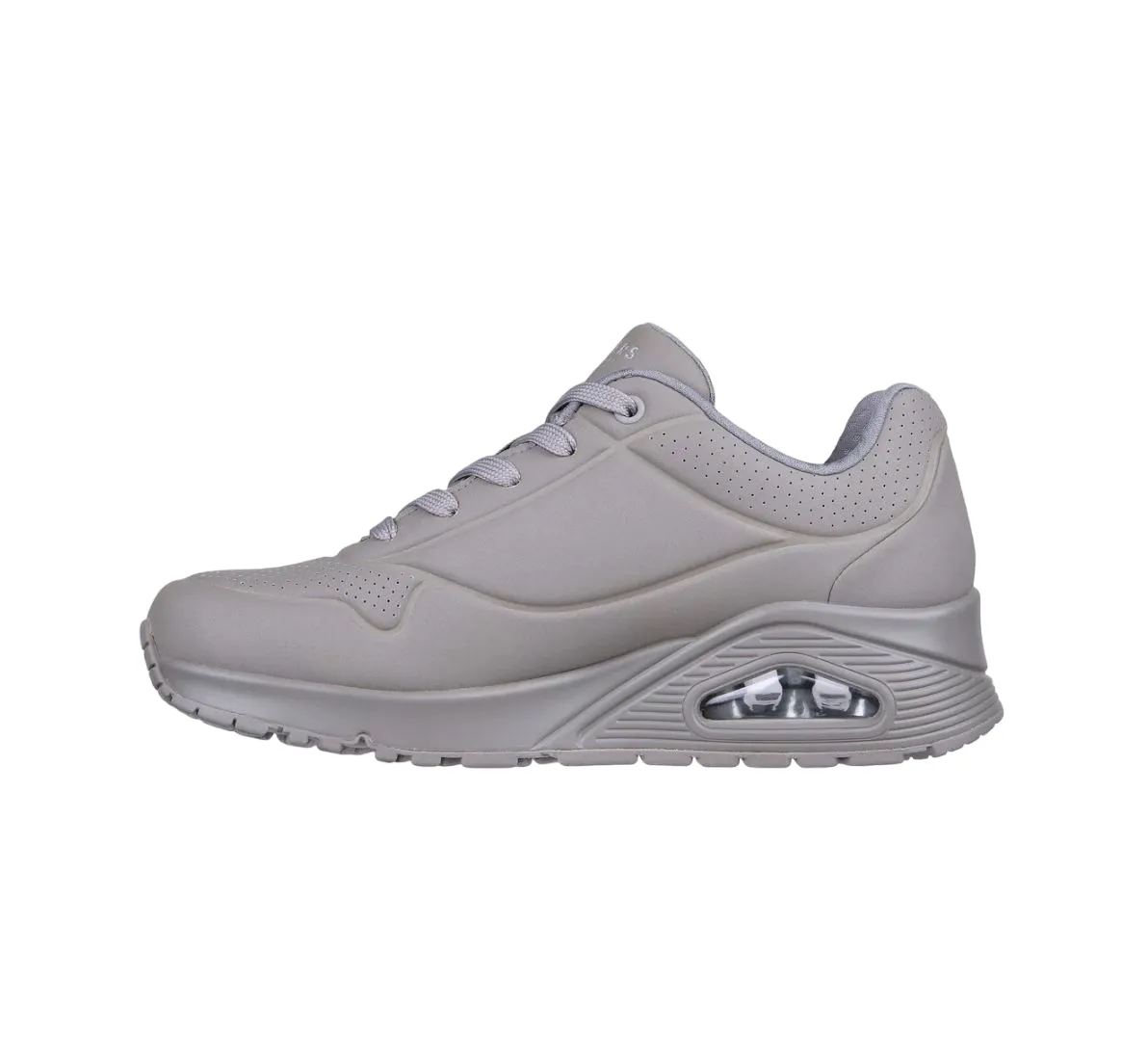 Womens Skechers Uno - Stand On Air Grey Lace Up Sneaker Shoes