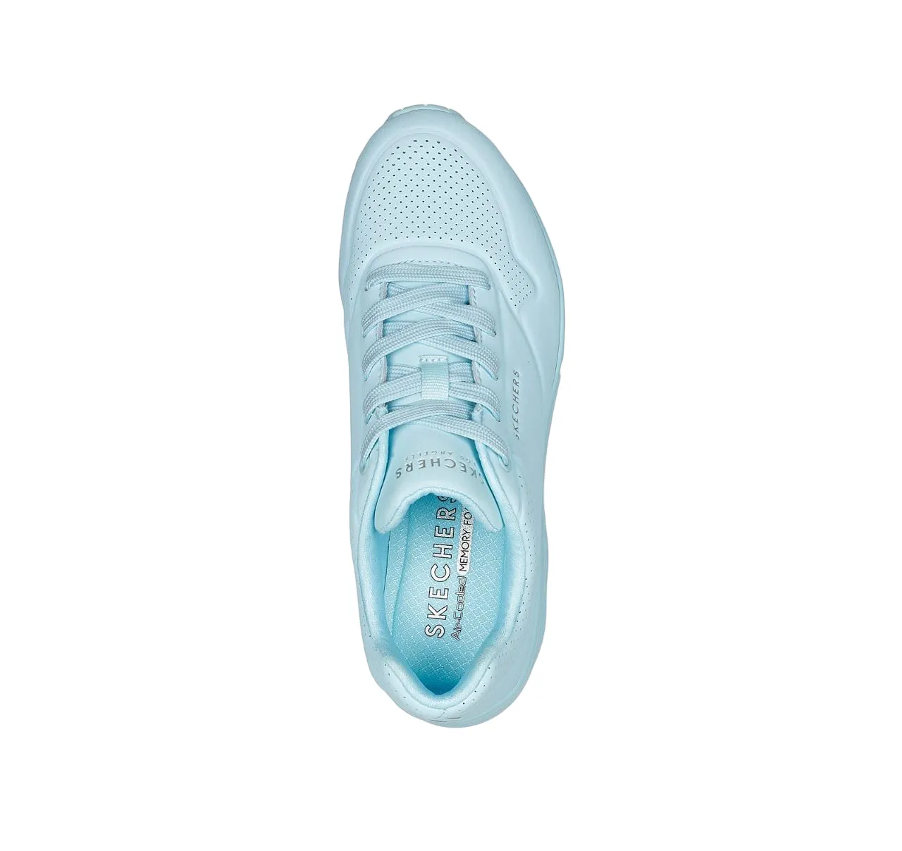 Womens Skechers Uno - Stand On Air Light Blue Lace Up Sneaker Shoes